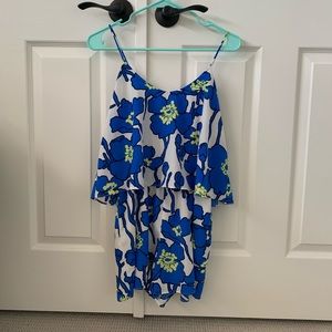 Floral Romper Playsuit Blue and White Flowers